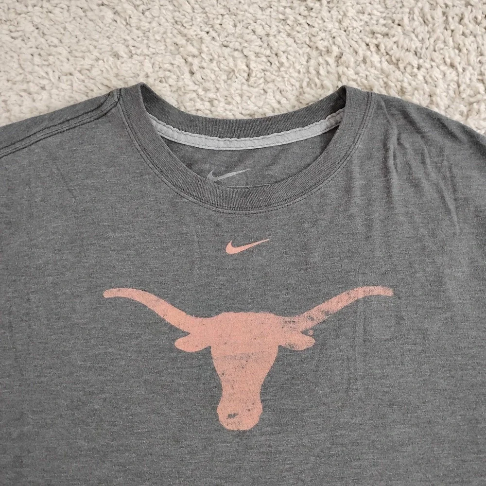 Texas Longhorns Shirt Mens 2XL Gray Nike Center Swoosh Football Sports NCAA A2
